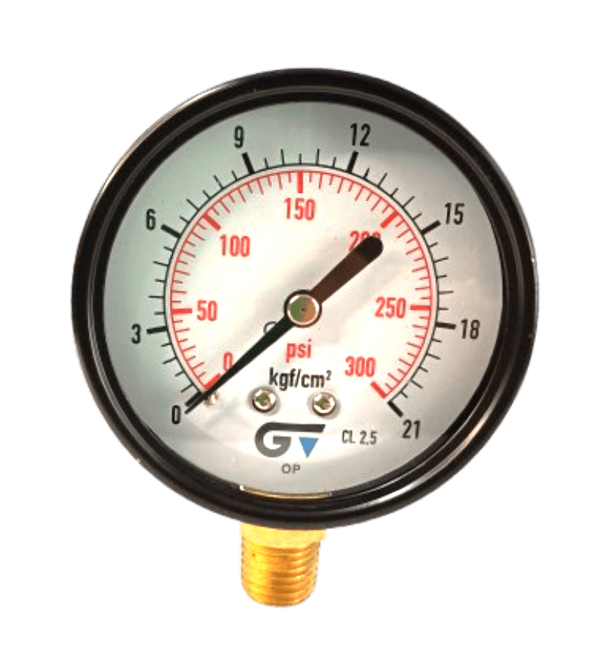 Manômetro DN63  Caixa em Aço sem Glicerina Saída Vertical 1/4” NPT  de 0 a 21 kgf/cm² - MAN-GB-3714021