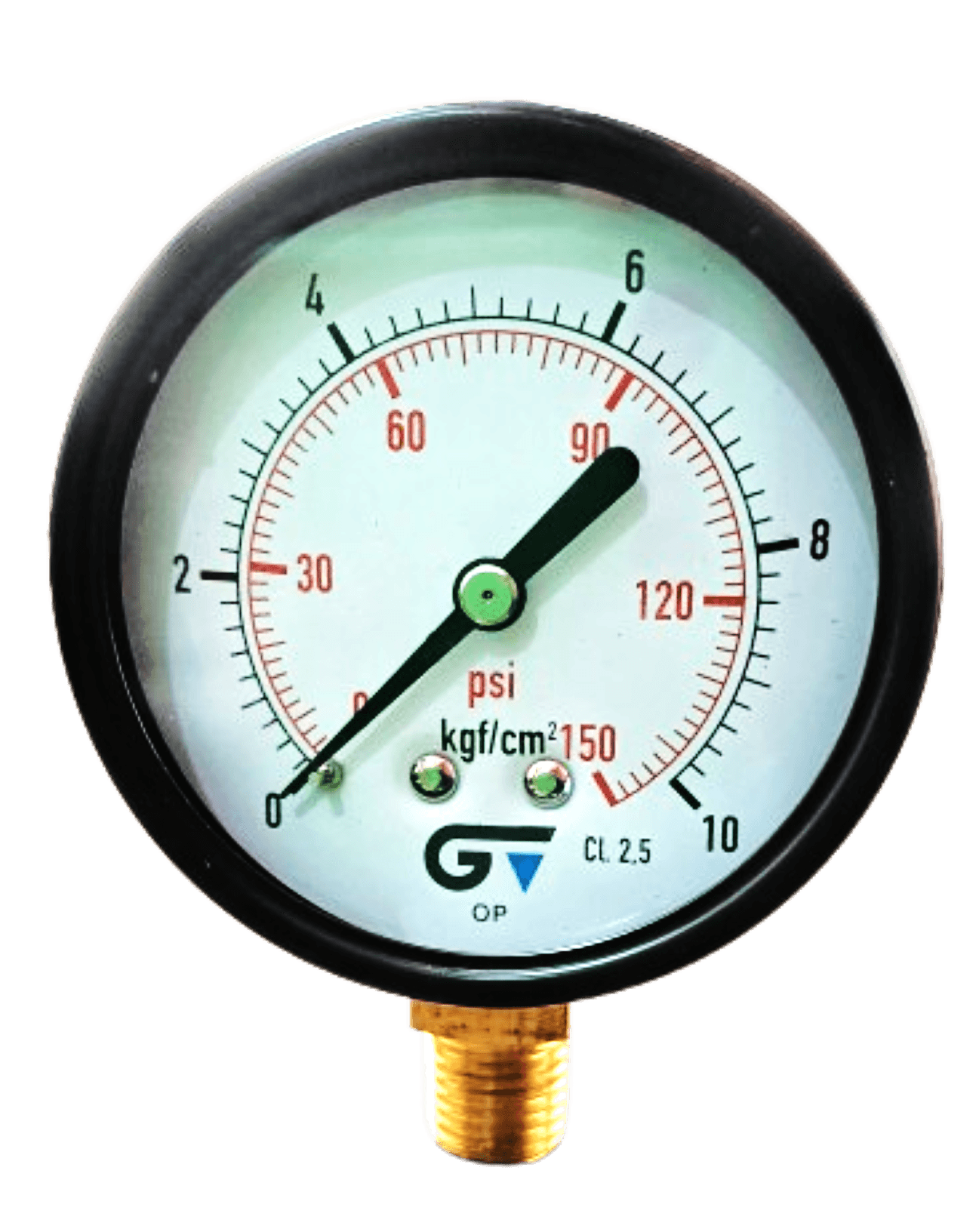 Manômetro DN63  Caixa em Aço sem Glicerina Saída Vertical 1/4” NPT  de 0 a 10 kgf/cm² - MAN-GB-3714010