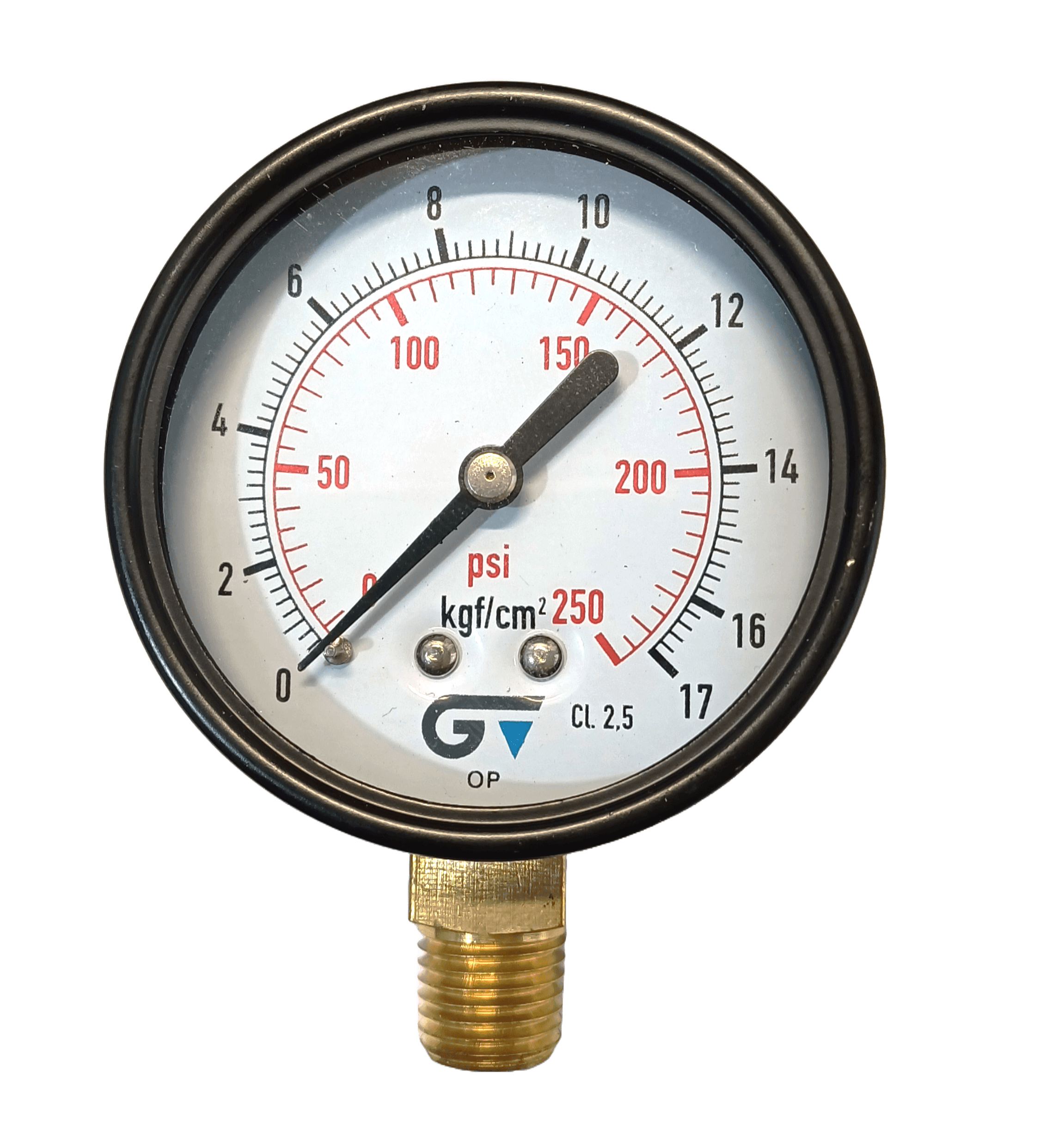 Manômetro DN63  Caixa em Aço sem Glicerina Saída Vertical 1/4” NPT  de 0 a 17 kgf/cm² - MAN-GB-3714017