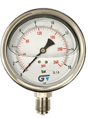 Manômetro DN100 Caixa em Aço Inoxidável com Glicerina Saída Vertical 1/2” BSP de 0 a 16 Bar - MAN-GB-3824016