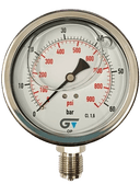 Manômetro DN100 Caixa em Aço Inoxidável com Glicerina Saída Vertical 1/2” BSP de 0 a 60 Bar - MAN-GB-3824060