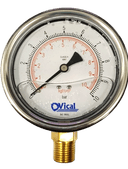 Manômetro DN100 Caixa em Aço Inoxidável com Glicerina Saída Vertical 1/2” BSP de 0 a 10 Kgf/cm² - MAN-VC0-10BAR