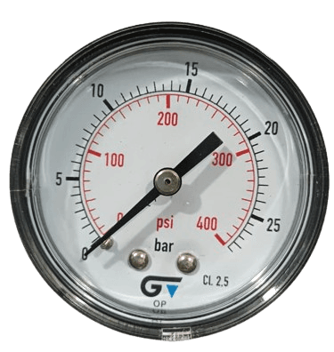 Manômetro DN53 Caixa em ABS sem Glicerina Saída Horizontal 1/4” BSP de 0 a 25 Bar - MAN-GB-3821025