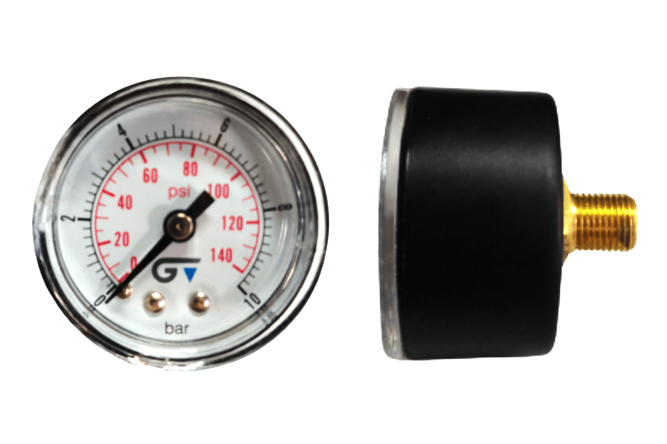 Manômetro DN40  Caixa em ABS  sem Glicerina Saída Horizontal 1/8”  BSP de 0 a 10 Bar - MAN-GB-3802010