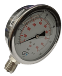 Manômetro DN100 Caixa em Aço Inoxidável com Glicerina Saída Vertical 1/2” BSP de 0 a 60 Bar - MAN-GB-3824060