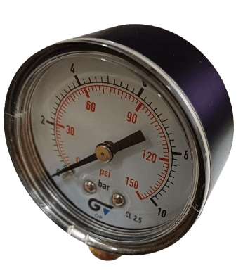 Manômetro DN53 Caixa em ABS sem Glicerina Saída Vertical 1/4” NPT de 0 a 10 Bar - MAN-GB-3820N010