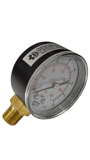 Manômetro DN53 Caixa em ABS sem Glicerina Saída Vertical 1/4” NPT de 0 a 16 Bar -     MAN-GB-3820N016