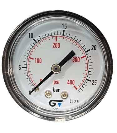 Manômetro DN53 Caixa em ABS sem Glicerina Saída Horizontal 1/4” BSP de 0 a 25 Bar - MAN-GB-3821025