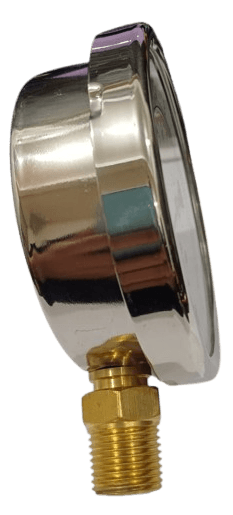 Manômetro DN100 Caixa em Aço Inoxidável com Glicerina Saída Vertical 1/2” BSP de 0 a 10 Kgf/cm² - MAN-VC0-10BAR