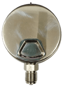 Manômetro DN100 Caixa em Aço Inoxidável com Glicerina Saída Vertical 1/2” BSP de 0 a 10 Bar - MAN-GB-3824010