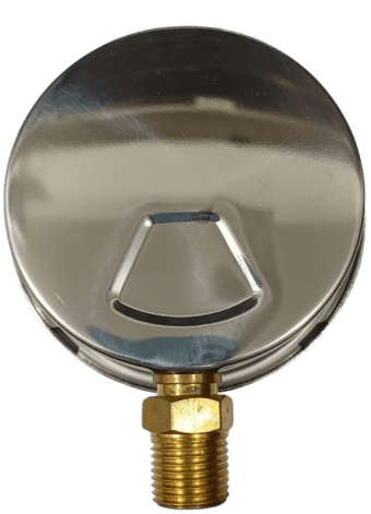 Manômetro DN100 Caixa em Aço Inoxidável com Glicerina Saída Vertical 1/2” BSP de 0 a 10 Kgf/cm² - MAN-VC0-10BAR