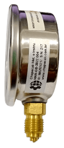 Manômetro DN63 Caixa em Aço Inoxidável com Glicerina Saída Vertical 1/4” BSP de 0 a 25 Bar - MAN-GB-3822025