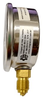 Manômetro DN63 Caixa em Aço Inoxidável com Glicerina Saída Vertical 1/4” BSP de 0 a 25 Bar - MAN-GB-3822025
