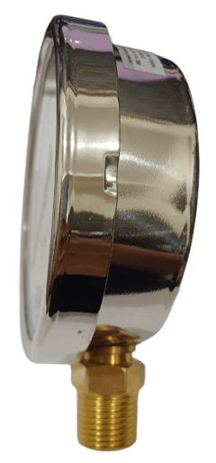 Manômetro DN100 Caixa em Aço Inoxidável com Glicerina Saída Vertical 1/2” BSP de 0 a 10 Kgf/cm² - MAN-VC0-10BAR