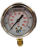 Manômetro DN63 Caixa em Aço Inoxidável com Glicerina Saída Vertical 1/4” BSP de 0 a 60 Bar - MAN-GB-3822060