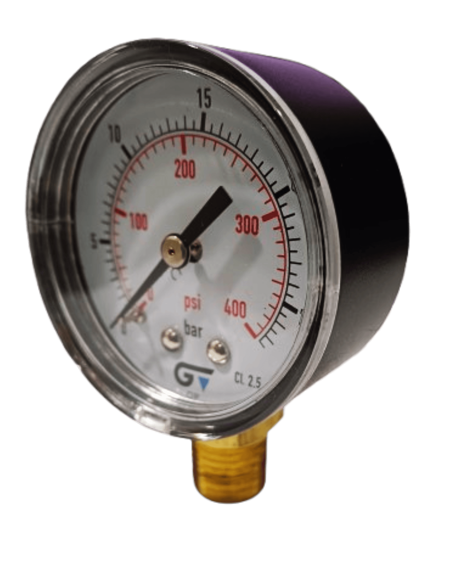 Manômetro DN53 Caixa em ABS sem Glicerina Saída Vertical 1/4” NPT de 0 a 25 Bar - MAN-GB-3820N025