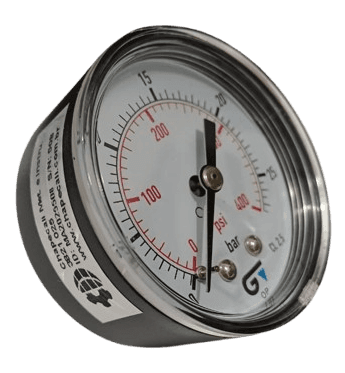 Manômetro DN53 Caixa em ABS sem Glicerina Saída Horizontal 1/4” BSP de 0 a 25 Bar - MAN-GB-3821025